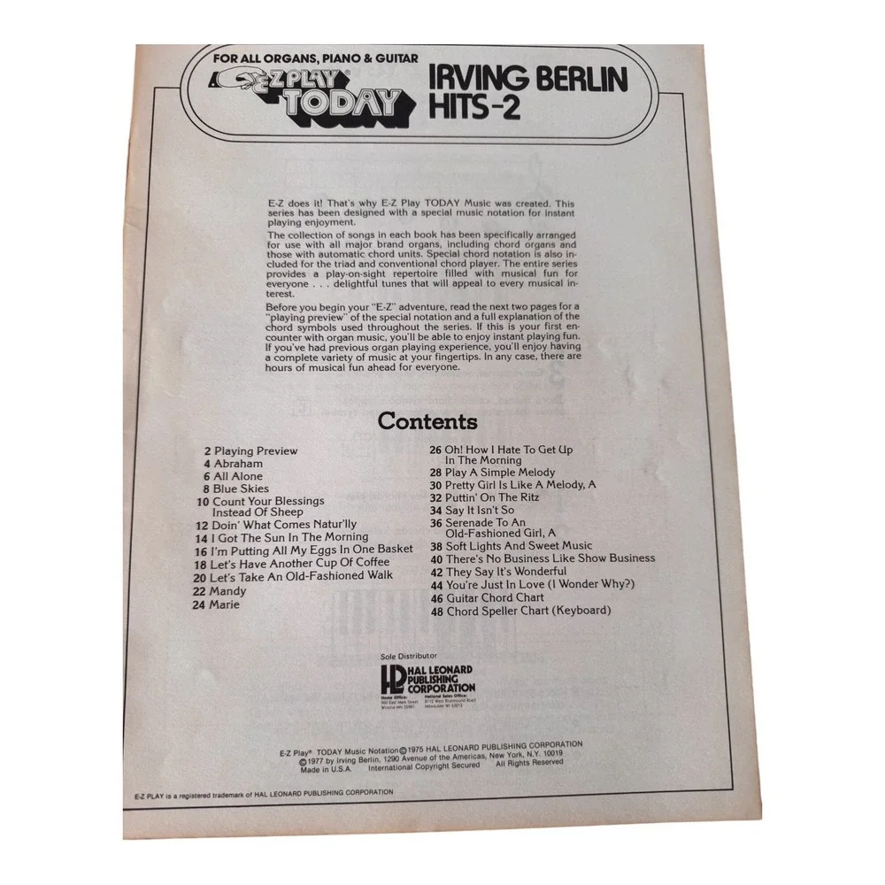 5 E-Z Play Today Music Gershwin Berlin Porter Rodgers Organ Piano Keybrd Guitar